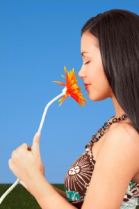 girl holding flower